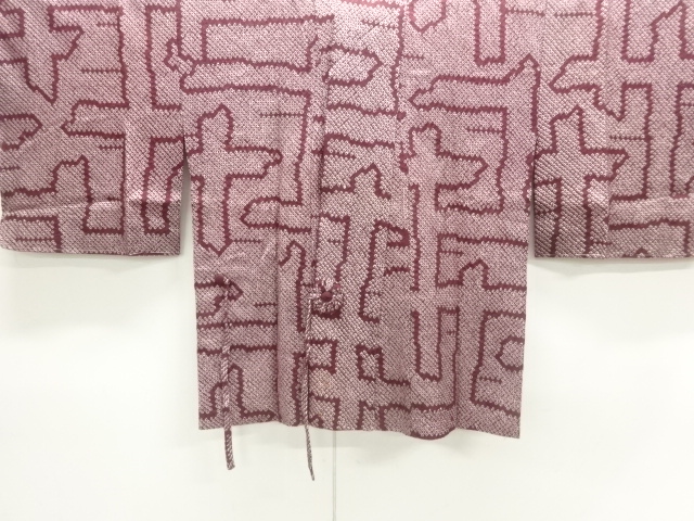 JAPANESE KIMONO / DOCHUGI COAT / ALL SHIBORI / GEOMETRIC PATTERN 